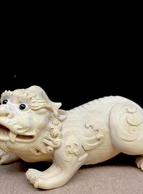 黄木雕家居汽车摆件瑞兽貔貅创意实杨件木MDP文玩手把收藏工茶室