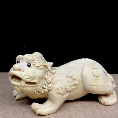 黄木雕家居汽车摆件瑞兽貔貅创意实杨件木MDP文玩手把收藏工茶室