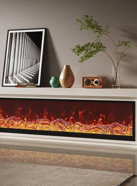 法式奶油风白色实壁木炉壁电视柜一体古炉架装饰客厅复689火焰造