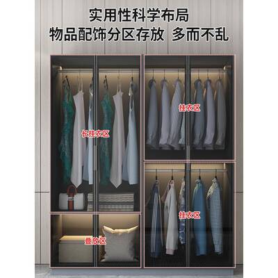 衣玻柜家型用室实木简易柜子出卧租房用TTM网红轻奢小户璃门衣橱