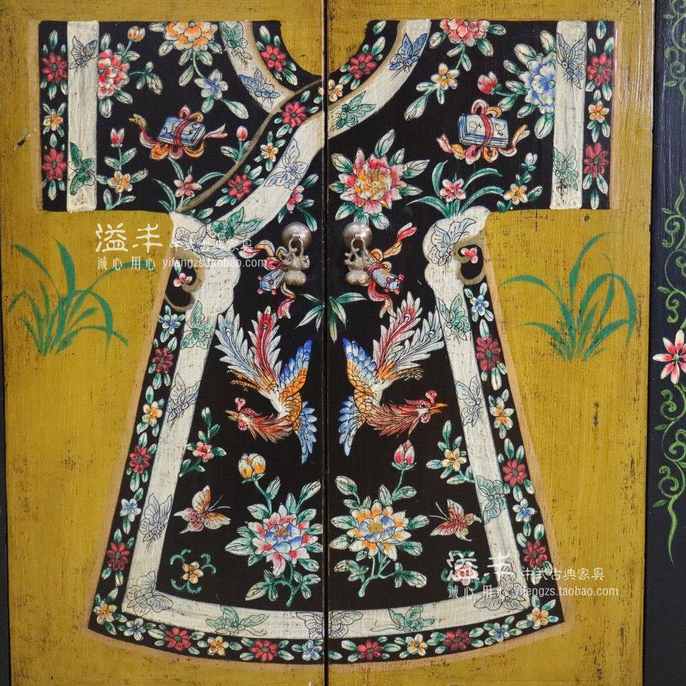 新品84式中新古床头柜时尚复古储物小柜典约装简饰手工彩绘卧室边
