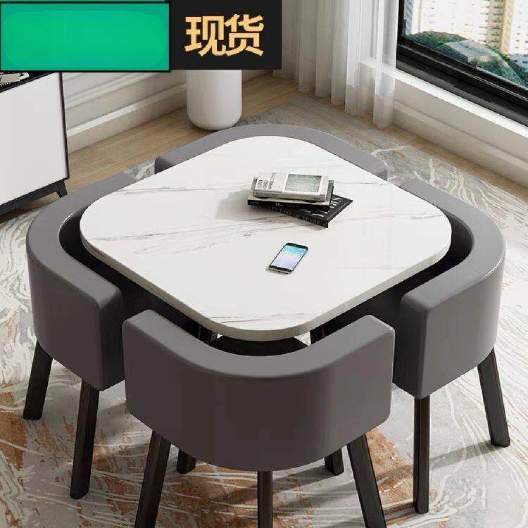 桌家用户型轻奢洽dd659689谈现吃饭商用简易代简约折叠接待圆桌椅
