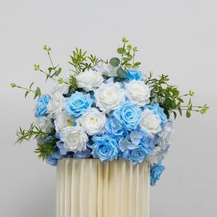 白色球婚礼舞台t几何架布置路引花橱台窗花厅餐桌装饰32333假花桌