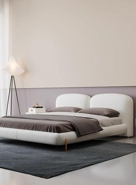 轻奢极艺奶油风小简布床现代简约户型主卧双人床AEL女生白色软包