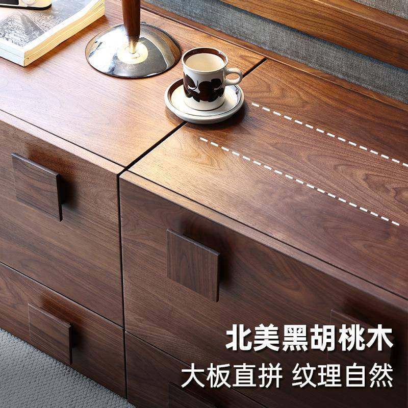 美黑胡桃木古风木卡中门柜客北厅落地电视柜斗柜实卧室床AHT头柜