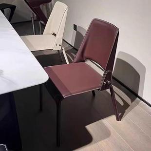 设计师款 极简餐椅家靠背凳子档餐高厅酒店JYM皮艺椅 鞍椅马意用式