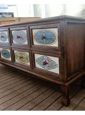 ?欧式复古电视柜实木收纳60008储物液电纳视柜厅收晶斗柜矮客柜地