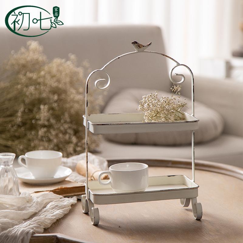 法式轻奢桌面水果托盘复古铁品多艺纳摆件装饰摄影道具层收A2579