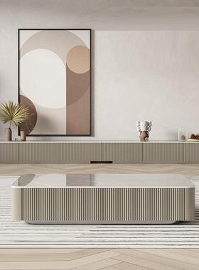 意式轻奢实户木岩板电茶几视柜组合现代简约用客厅家大2023DSG0小