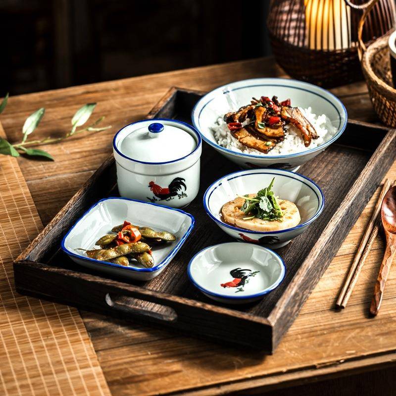 斗笠大碗亮面碗吃饭的碗一套碗碟套整装家用一人Z1204食餐具陶瓷