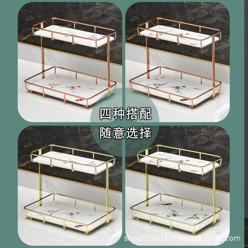 浴轻室卫生al0923间物架免打孔厕洗手间洗漱台奢桌面梳化妆用品置