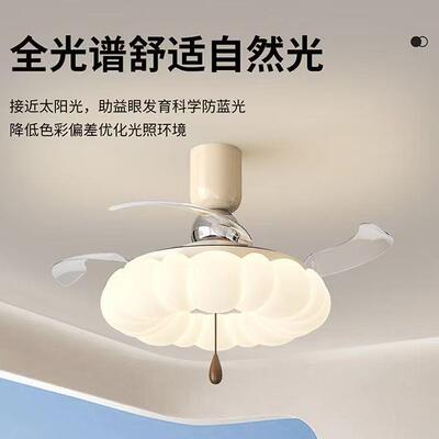 原花朵中无品牌/古木风风扇灯吊眼扇灯奶油风复古护餐厅室吊扇灯