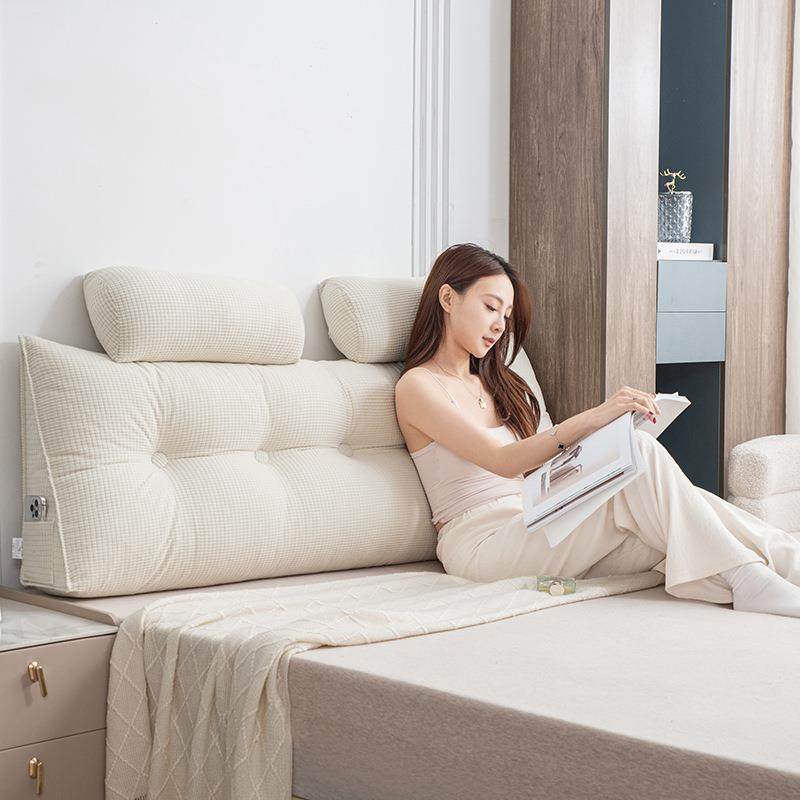 024新款奶2油卧室风床头2025419靠躺垫榻榻米软包护腰靠背沙发飘,居家布艺,抱枕被,淘宝优惠券,粉丝福利购,淘宝优惠卷