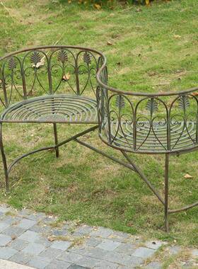 艺院外单做旧户外背靠双人椅庭铁公园墅阳台露台别装饰休闲96027