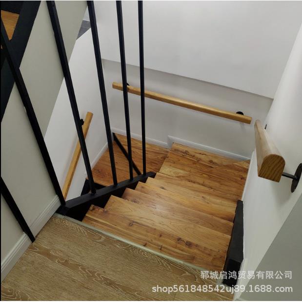 榆实踏木楼梯步板ARE老钢木板架包水泥台阶板原木组装阁楼木梯板