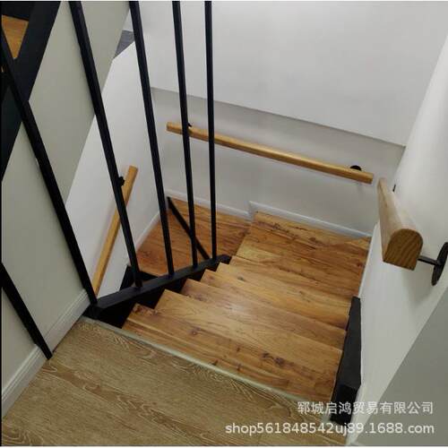 榆实踏木楼梯步板ARE老钢木板架包水泥台阶板原木组装阁楼木梯板