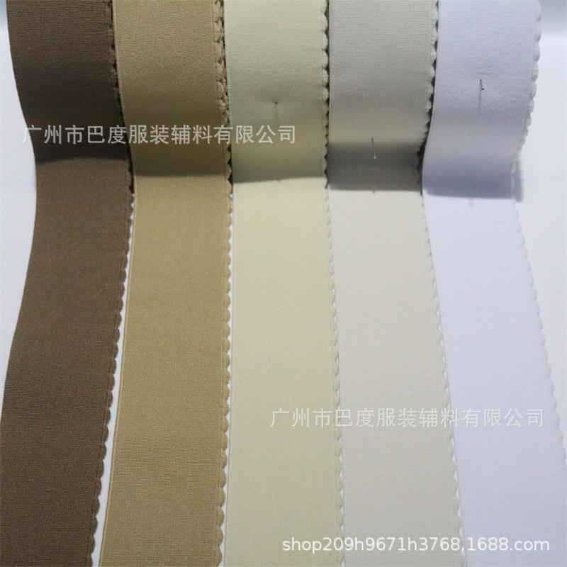 货彩色无梭涤纶加密月牙尼龙757松紧仿带装辅料现橡服筋颜色定染
