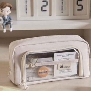 升级笔袋ins可视窗初中笔袋高颜值半透明初高中女生大容量文具盒