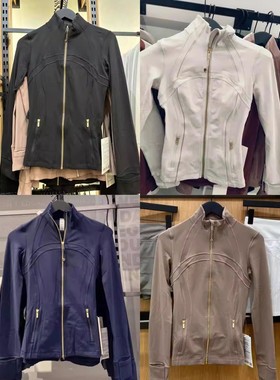 代购lululemon Define Jacket Nulu芯吸立领金色拉链运动夹克长款