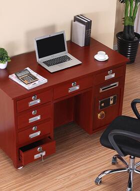 全钢抽屉保险桌用办保公桌带保险柜箱59410家桌子一体小型投币财