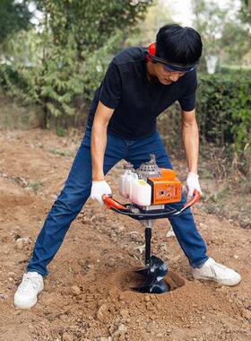 钻地钻钻地打机打桩机洞小型手QAC提汽油坑机硬地挖土农用钻坑机