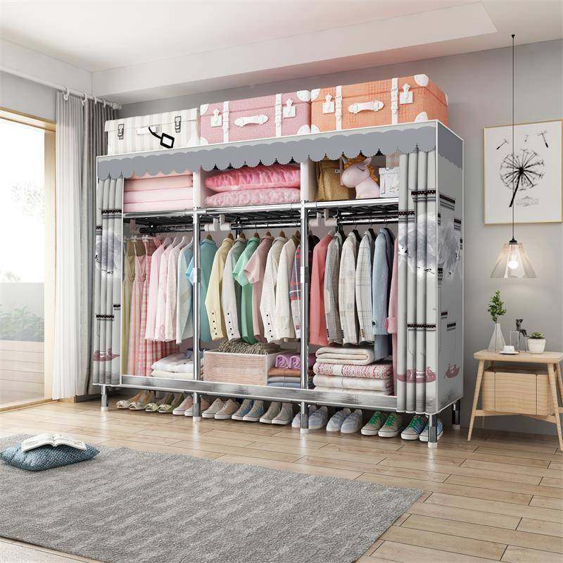 简布衣组合钢管加粗加厚衣柜RVM收纳易儿柜衣柜双人简易衣童柜衣