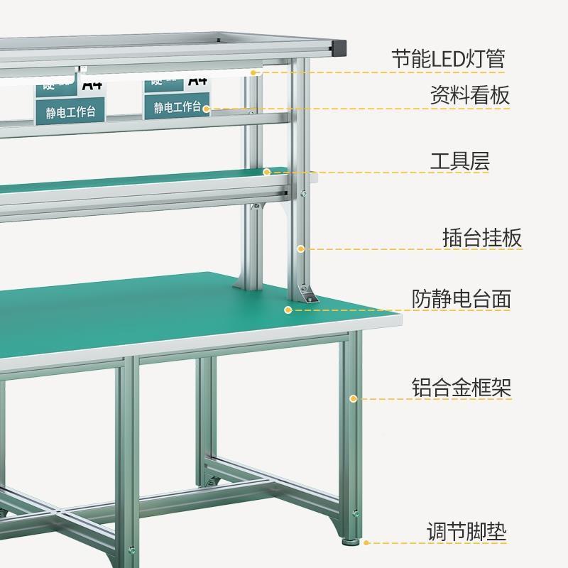 铝材防91静电工作台铝合金流水线组装验操作装台车间检配型打包桌