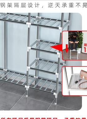 简易布衣柜布加w厚加粗钢管架全钢家用卧室布衣橱艺简约现代经NHZ