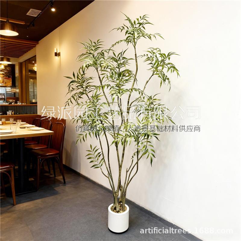 0001大榕装型绿仿真植物十大功劳室内落地饰假树盆景网红树植摆件