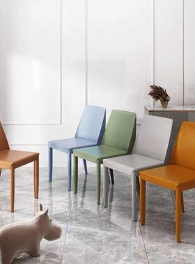 意极简12933餐椅家用吃饭餐厅餐背桌马椅设计师靠皮椅工业式风椅