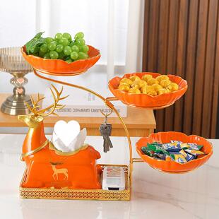 新款现代多网红果盘水纸巾HpyWDNnF盒层家用客茶几厅创意摆