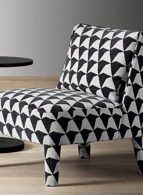 新简约宿单人沙发椅舍UTY卧客酒店黑白格子懒人室椅设计款师休闲