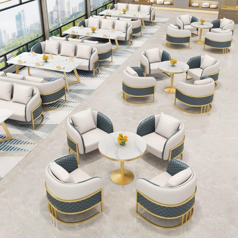 轻奢店大堂接沙发椅商务休息区131232待卡座售处部会客酒洽谈楼桌