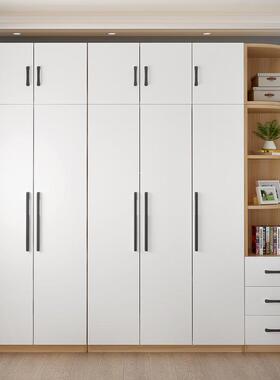 实木门衣柜家用卧室三体四开大衣柜组合整出租房用门JTR2米柜子衣