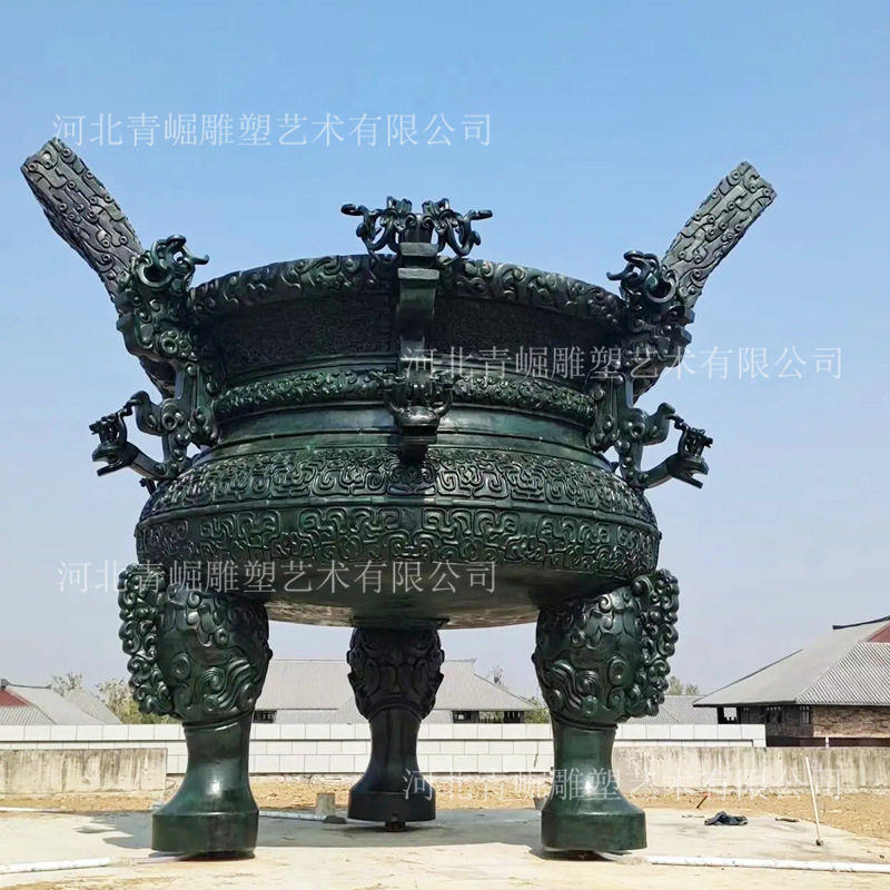 三足鼎雕塑铜鼎青铜礼器大克鼎圆鼎铸铜仿古双耳鼎大型工艺品厂家