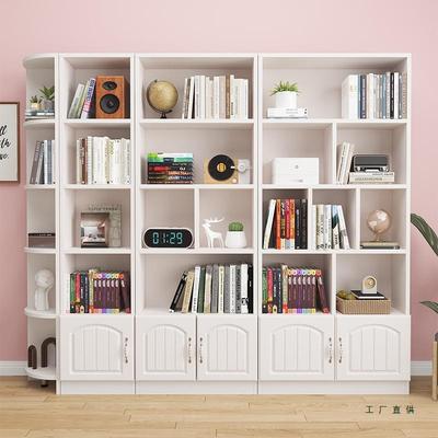 实木书架落地置物架客厅书LFH一体墙纳收展示储靠物柜柜子家用带