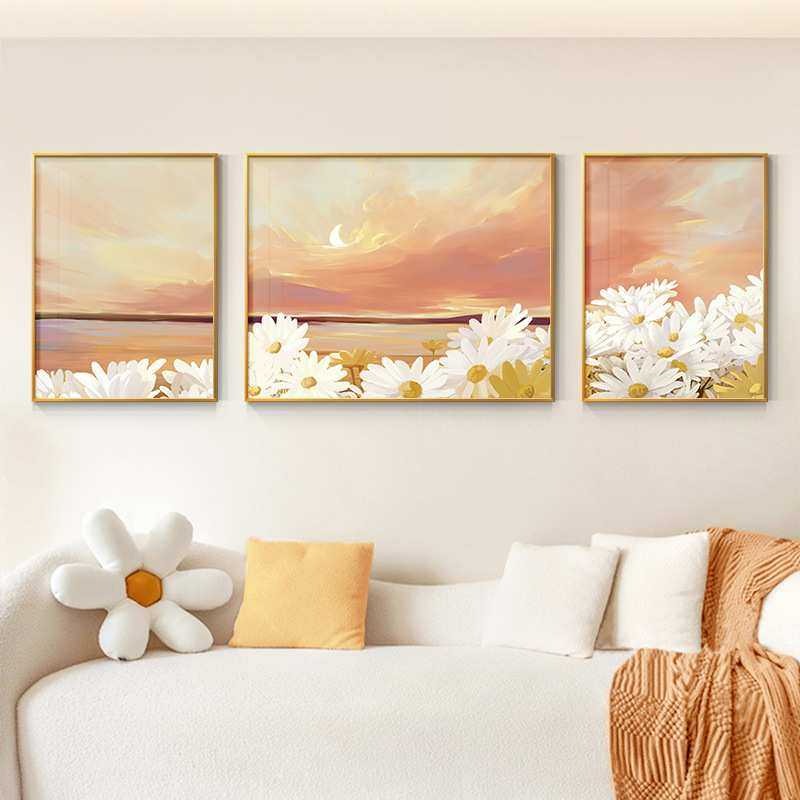 北欧风客厅装饰画三联画花卉风景画温馨沙发背景墙挂画小清新壁画,3C数码配件,摄像机配件,淘宝优惠券,粉丝福利购,淘宝优惠卷