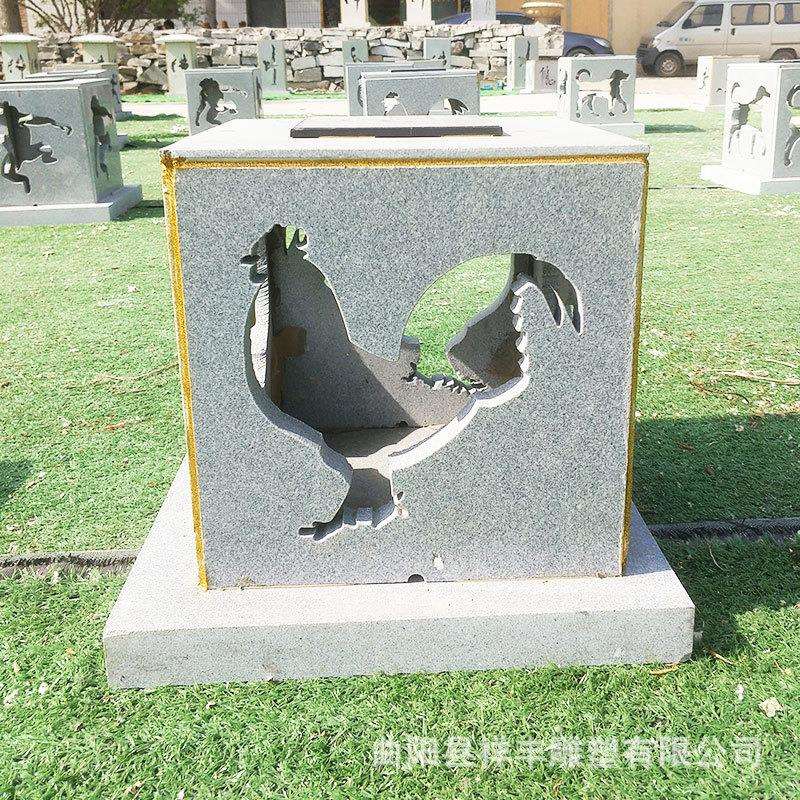 镂空石雕石灯中式户外落地草坪灯庭院造景石灯笼太阳能石灯摆件