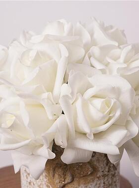 NMW高品质仿真3枝扎奶油玫瑰花甜小1清新婚庆手捧花摄影道具美束