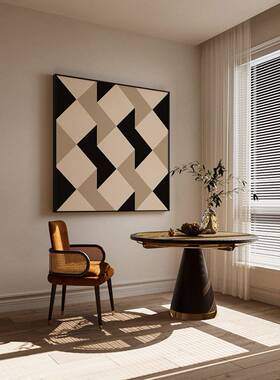 色简约现代复风黑白块抽象高端客厅玄关古装画背景墙饰壁方EM-237