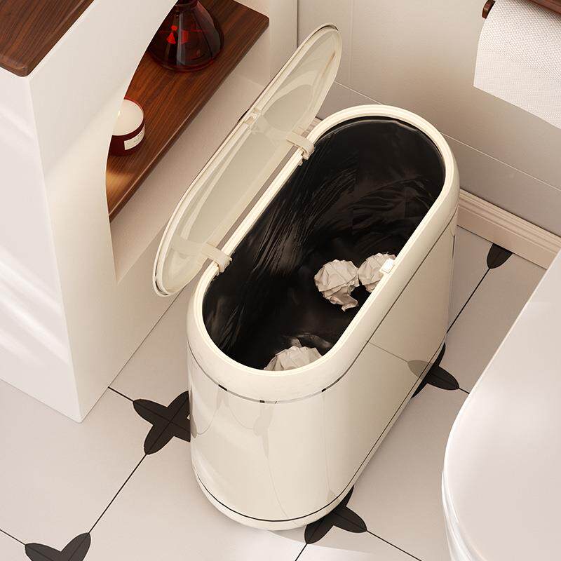 窄缝垃圾桶带盖家用大带号高奢级感轻卫生间厨轮子客厅房卧室YM.7
