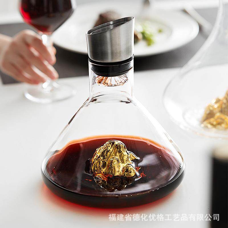 金BAER80色酒冰山醒酒器酒快速醒红酒器家用轻璃奢高档水晶玻葡萄