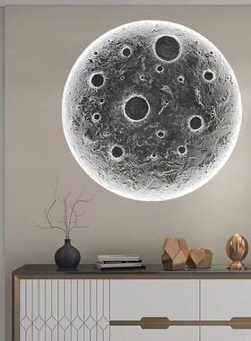 78934高月级感客厅背景墙装圆饰挂画球卧室床头发光氛玄围灯画形