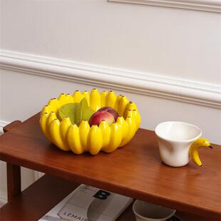 香蕉果盘1件水果盘子家装无品牌/用瓷干锅盘轻奢陶高定搞怪摆件零