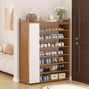 鞋体架RJO带层防尘罩简约防尘鞋柜一柜多楠竹鞋架家门口鞋橱用入
