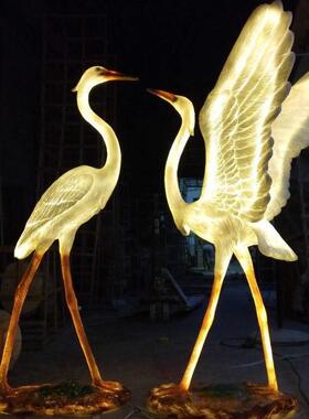 景仙鹤顶丹雕塑花YN-BL021园庭院水装饰仿真白鹭摆件户外园林鹤动