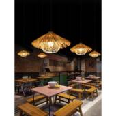 创意藤性编草帽灯罩复古编店日式 餐厅个439火锅藤艺民宿东南亚竹