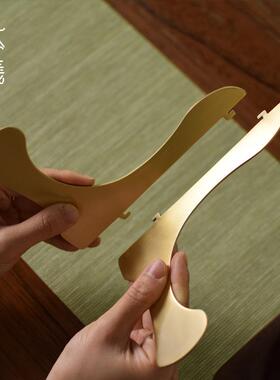 黄铜普o洱白茶茶饼架托架展示架金支架茶托件茶具属零配定91034制