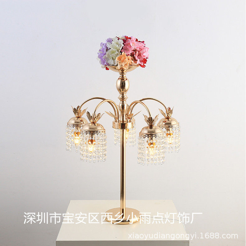 2018新款5头铁艺电镀水晶灯路引婚庆道具T台留影区签到台装饰烛台