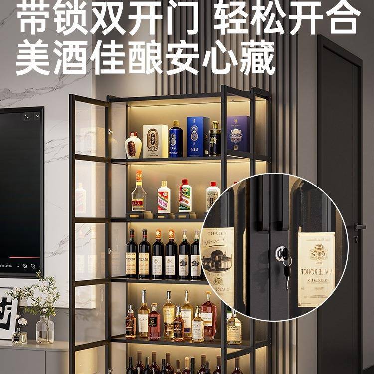 小酒柜带锁客款靠墙新展红示柜家用酒厅架子轻985奢储藏柜